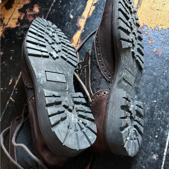 Mens Wingtip Massimo Matteo Leather Boots - Size 9 - Burgundy - Italy - Picture 7 of 14